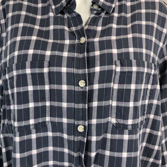 Universal Thread Womens Blue White Pink Rayon Long Sleeve Button Up Large - Picture 4 of 10